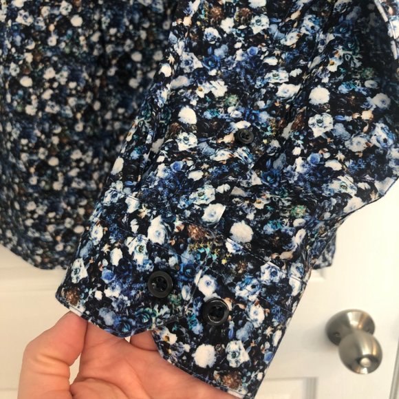 Soul of London Men's Floral Semi-Fitted Dress Shirt - Picture 7 of 8